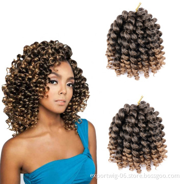 8inch Solid Colors Wand Curl Crochet Braids 20 Roots Curl Synthetic Crochet Braids Hair Extension for Black Women